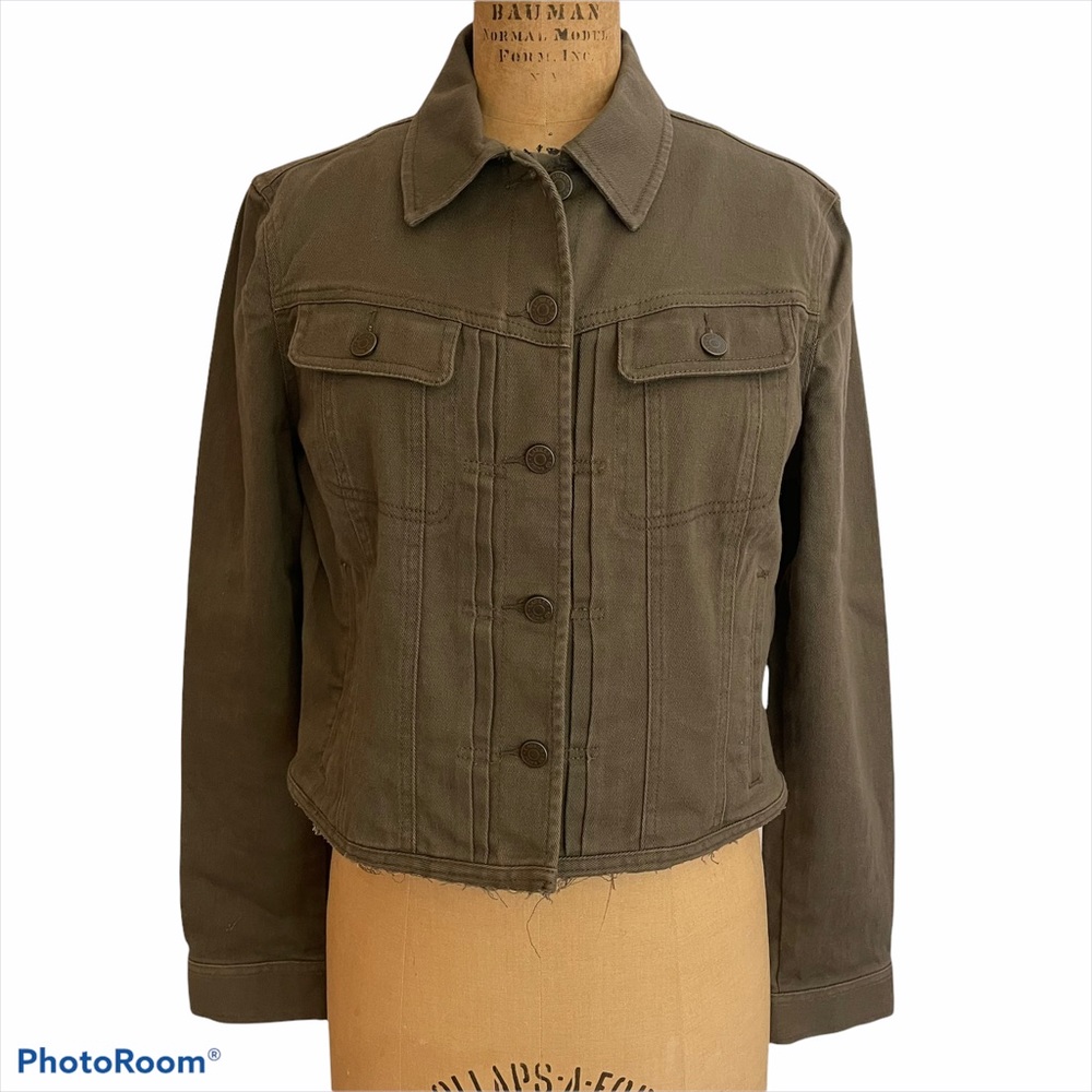 Ralph Lauren Jeans Co Cropped Jacket Raw Hem Sz L